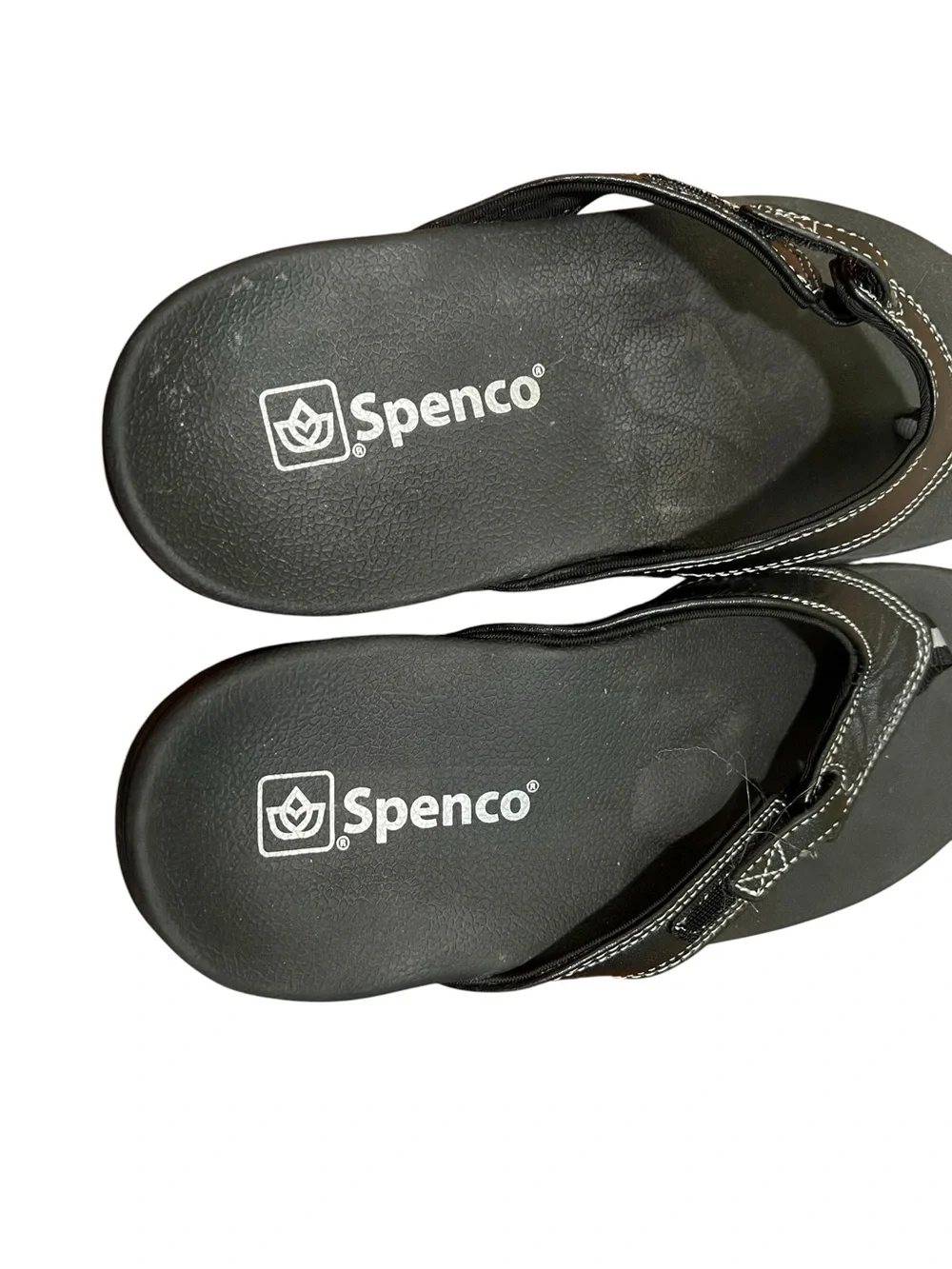 Spenco Women’s Size 8D Ava Orthotic Sandals Black Adjustable Leather Thong